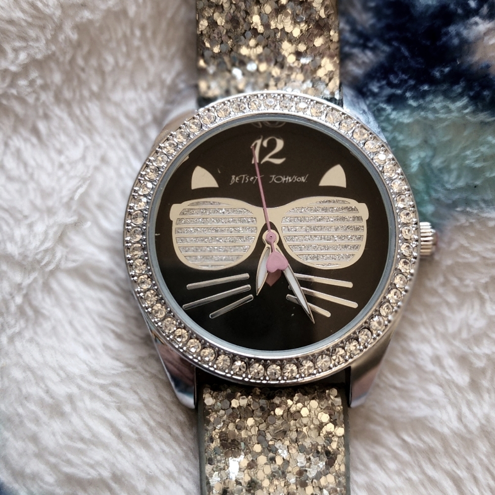 Betsey Johnson glitter band watch